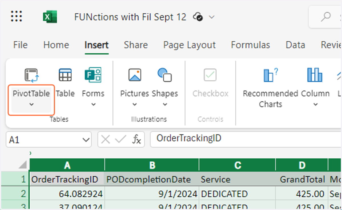 Click on PivotTable Show More Options