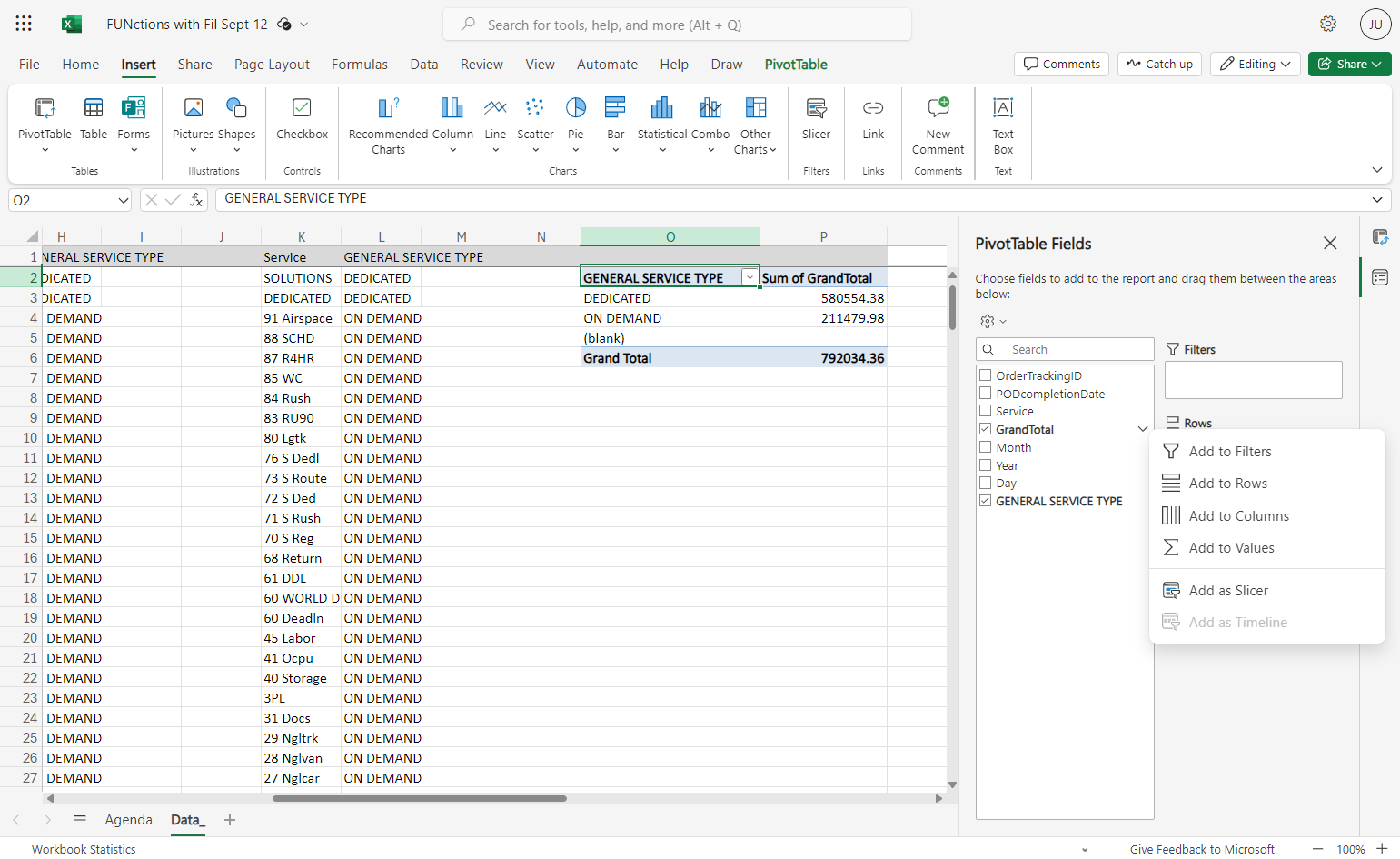 Continue selecting any more data you want to include.