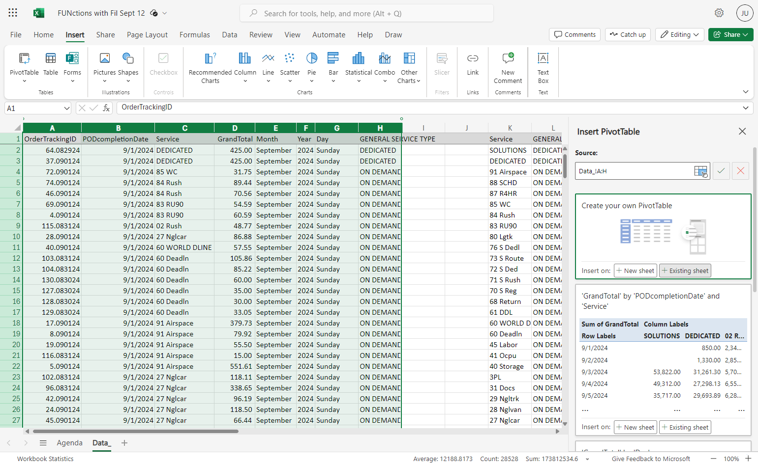 Click on Existing sheet or New Sheet if you'd like your pivot table to show on a new sheet.