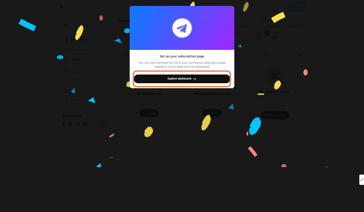Click on Explore dashboard