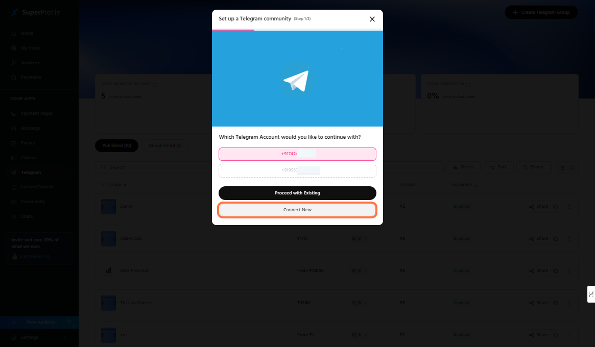 Click on Connect New