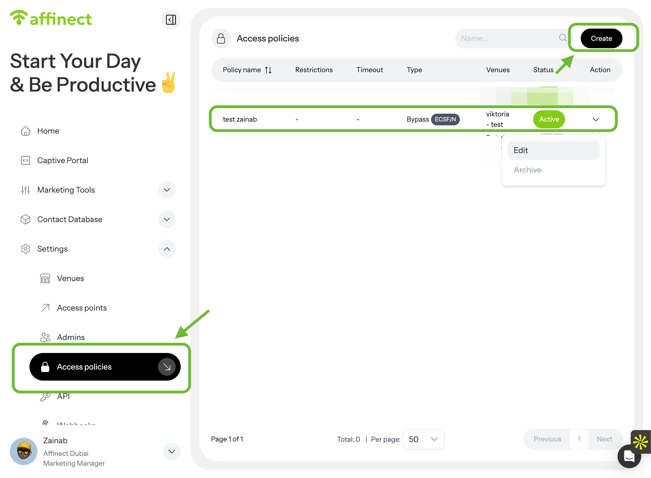 Create or Edit an Access Policy