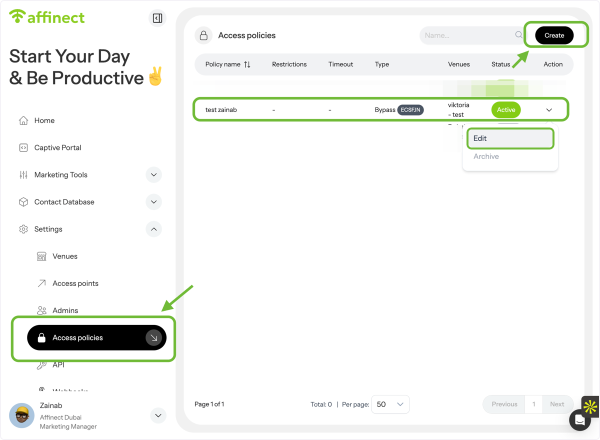 Create or Edit an Access Policy