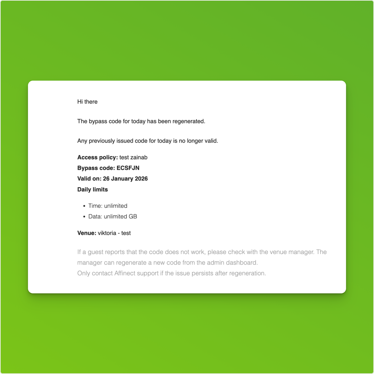Receive Updated Passcode Notifications