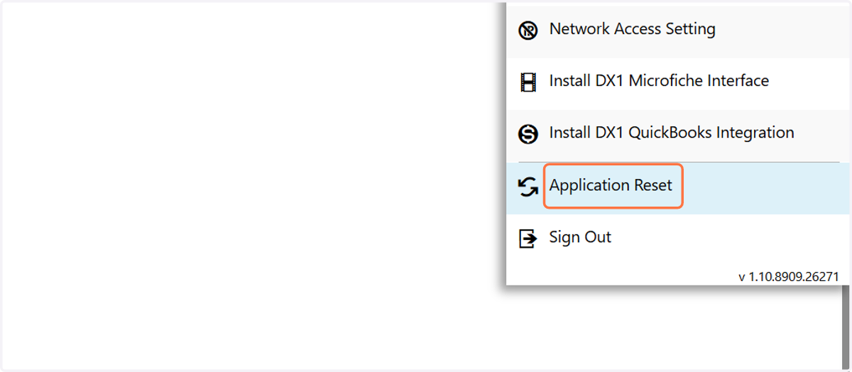 Click on Application Reset
