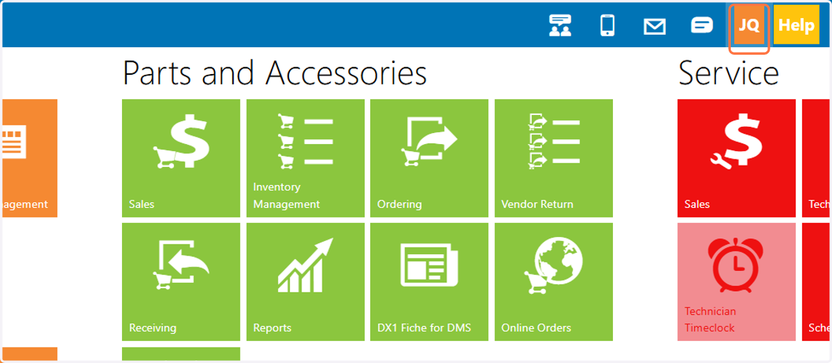 Click on your initials to see a list of navigation options