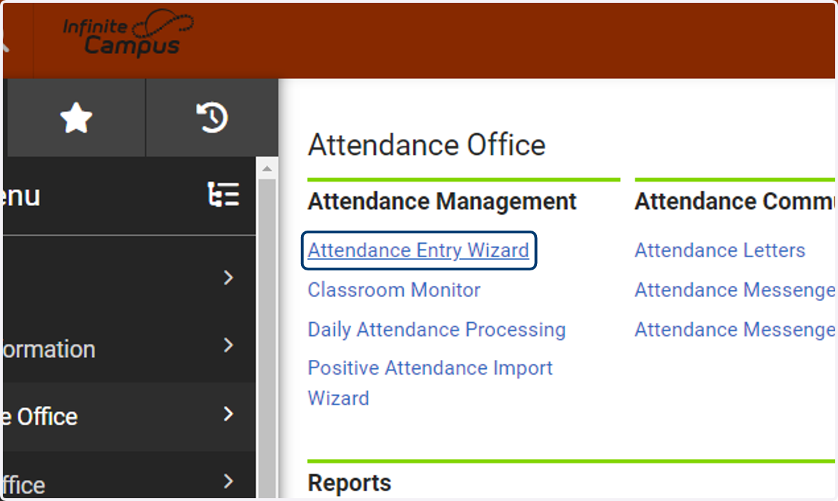 Under the Attendance Management category, select Attendance Entry Wizard tool.