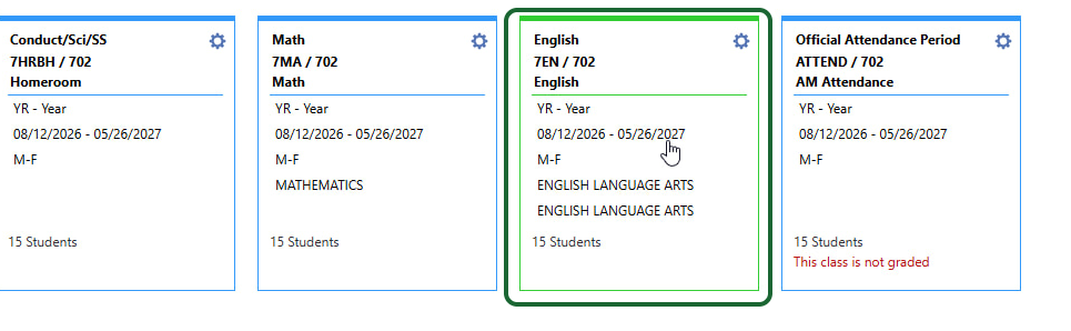 Click into English Gradebook