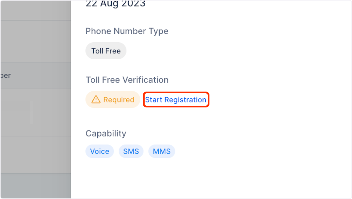 Click on Start Registration