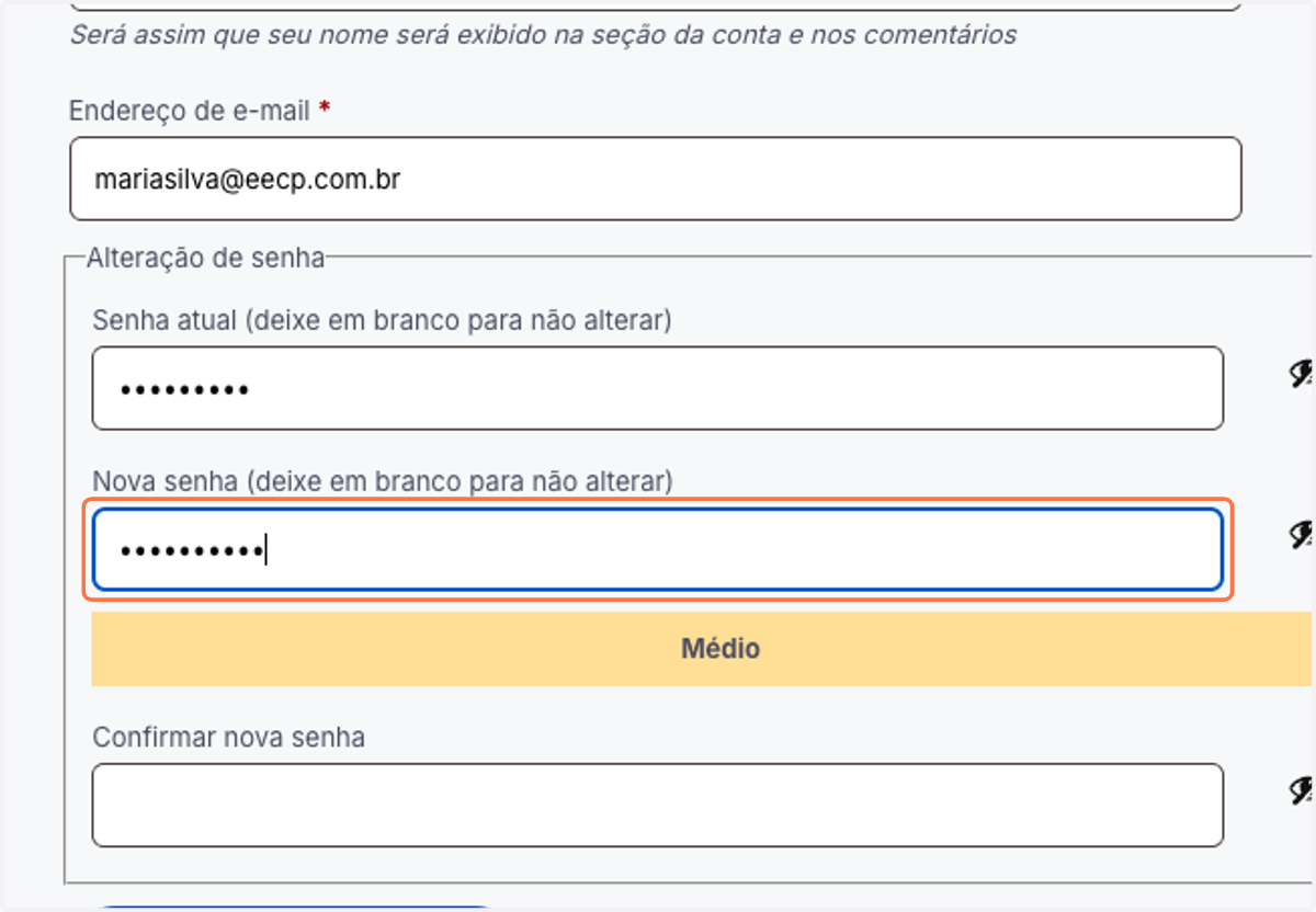 Nova senha