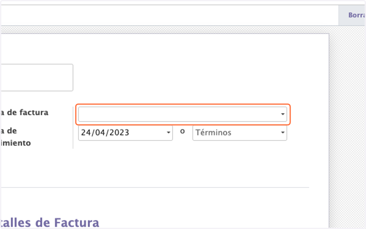 Click en Fecha de factura