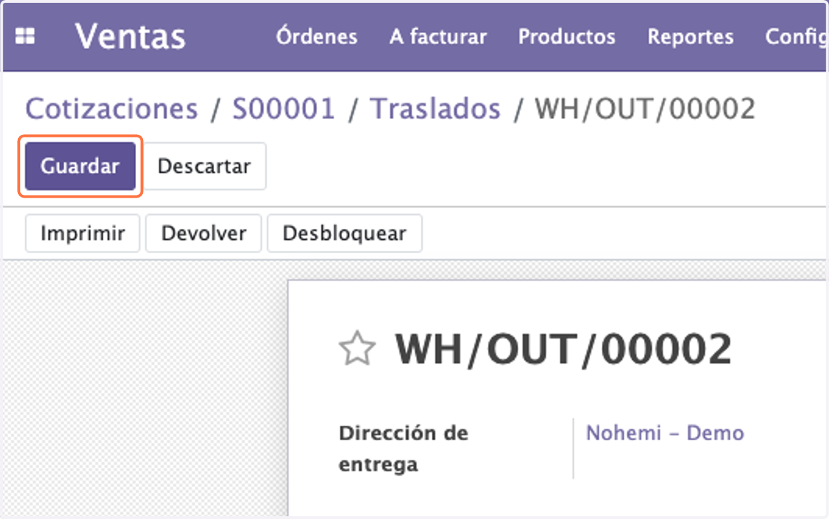 Click en Guardar
