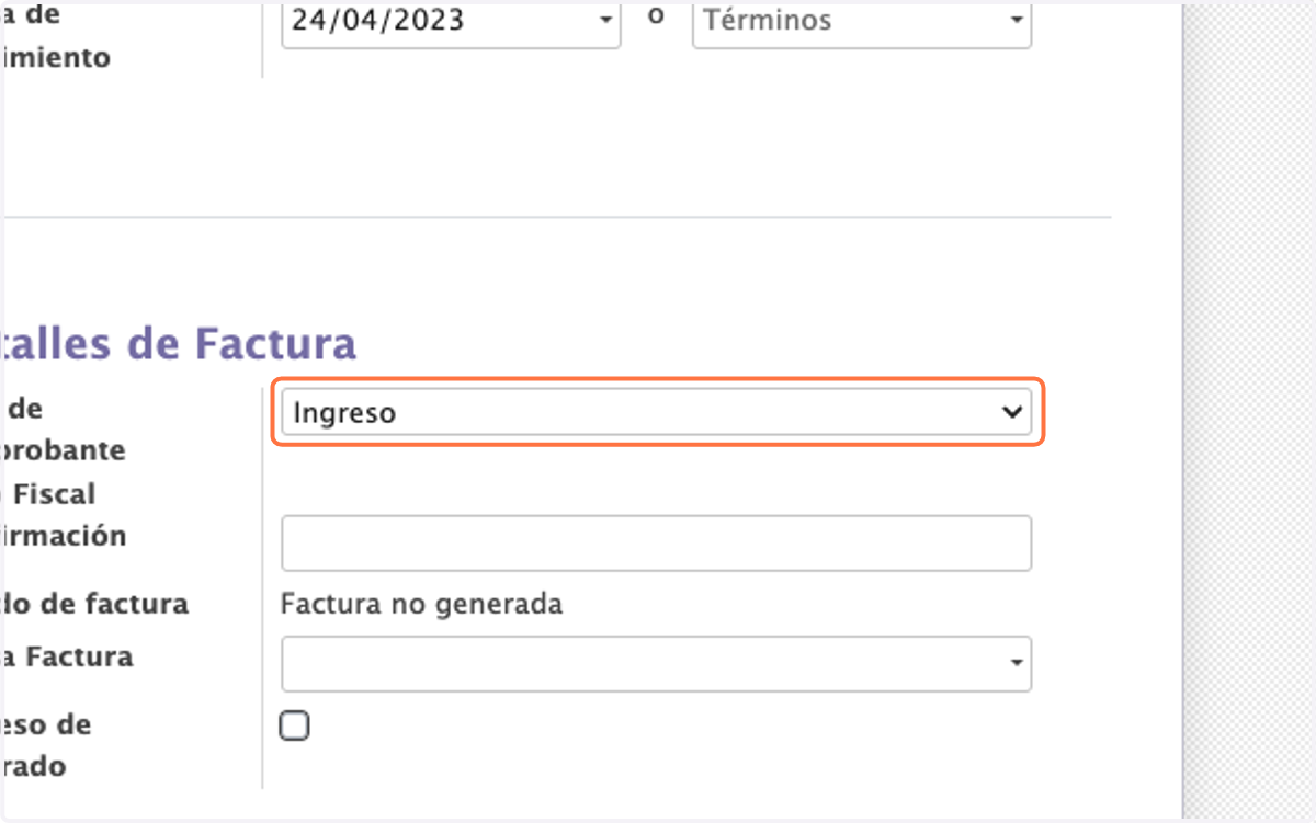 Confirme que es un Ingreso