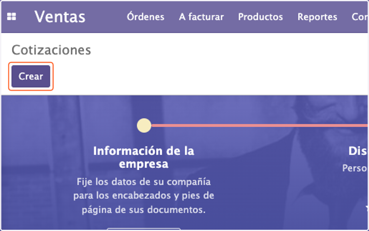 En la nueva ventana que aparece, seleccione el botón de Crear para crear una nueva solicitud de cotización