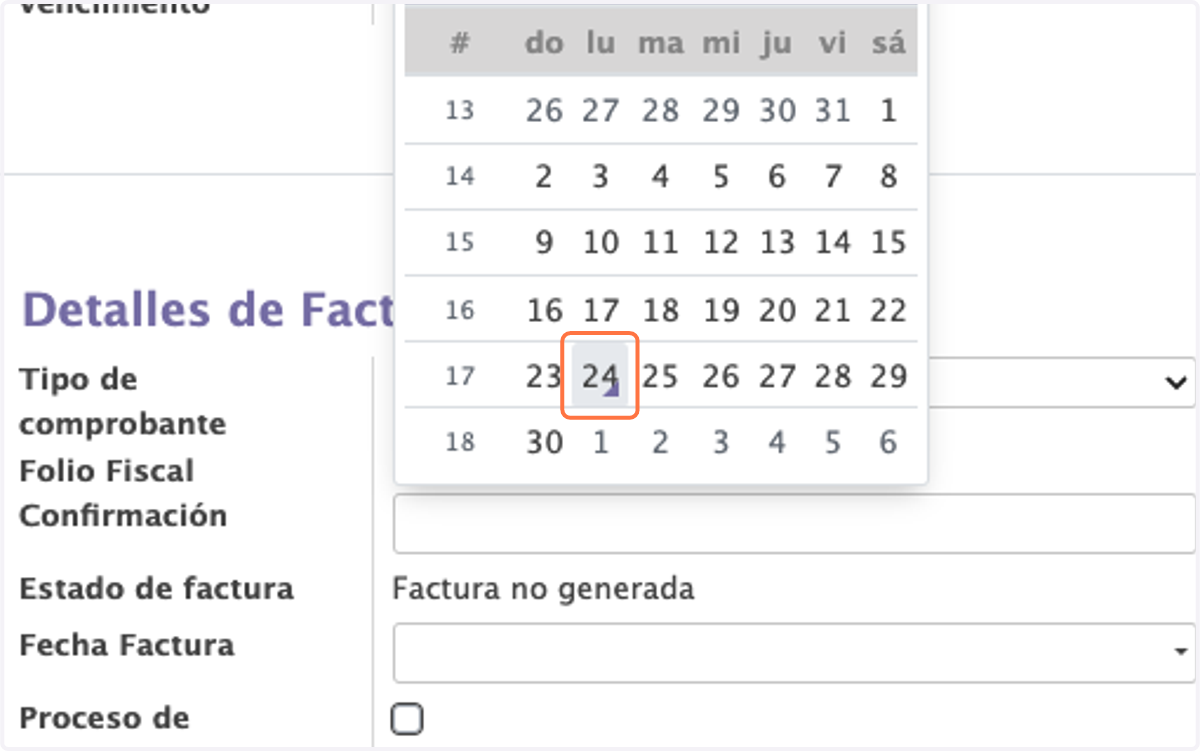 Establezca le fecha de venta