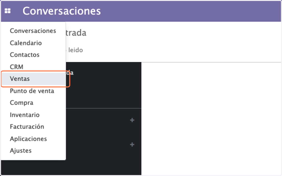 Seleccione el módulo de Ventas