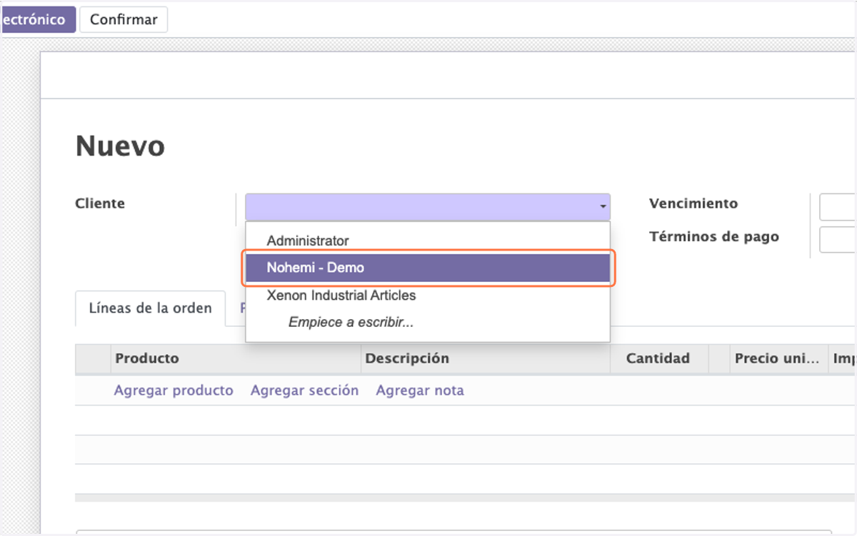 Seleccionar Cliente
