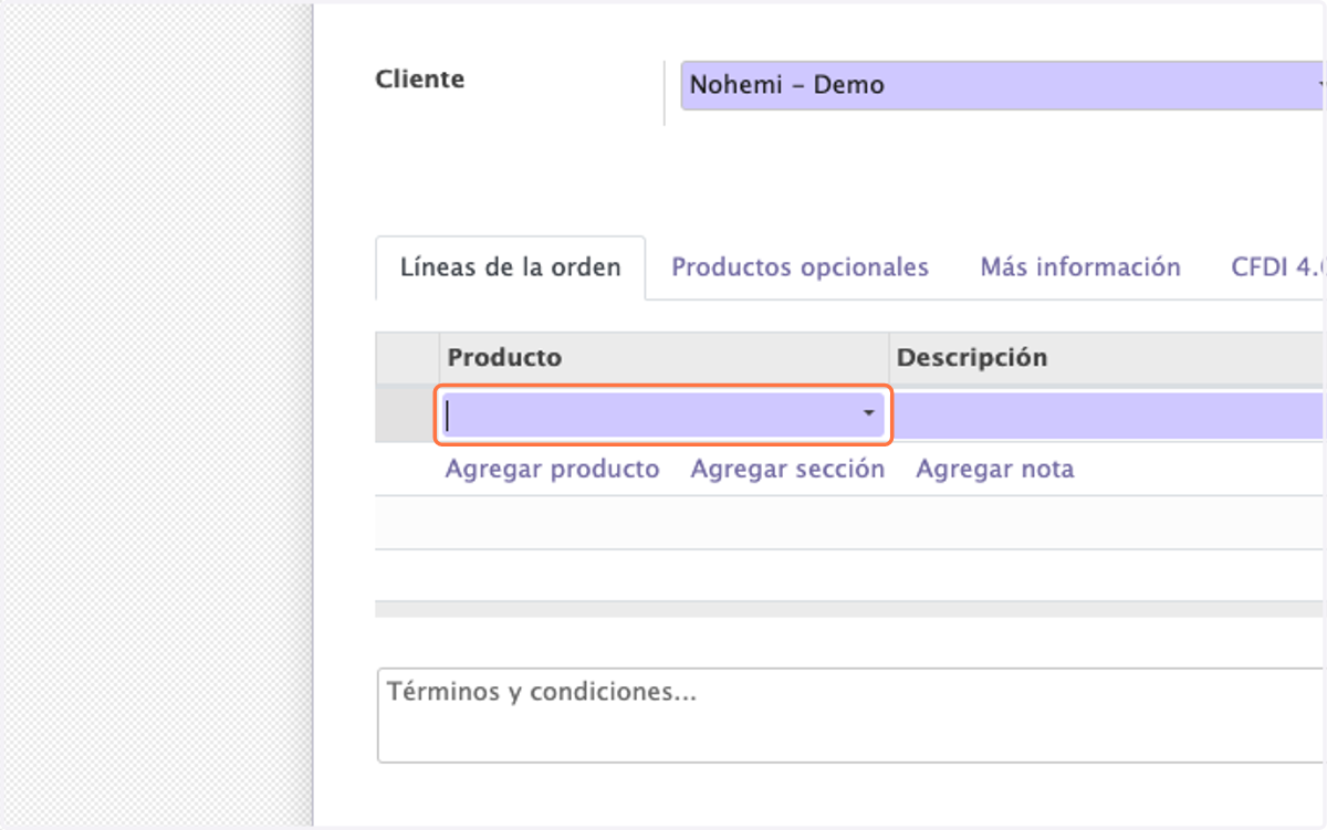 Click en Producto