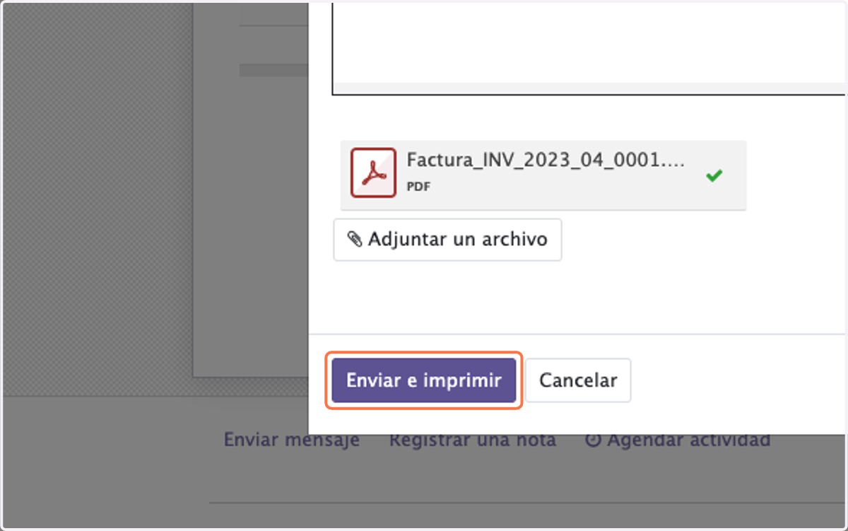 Click en Enviar e imprimir