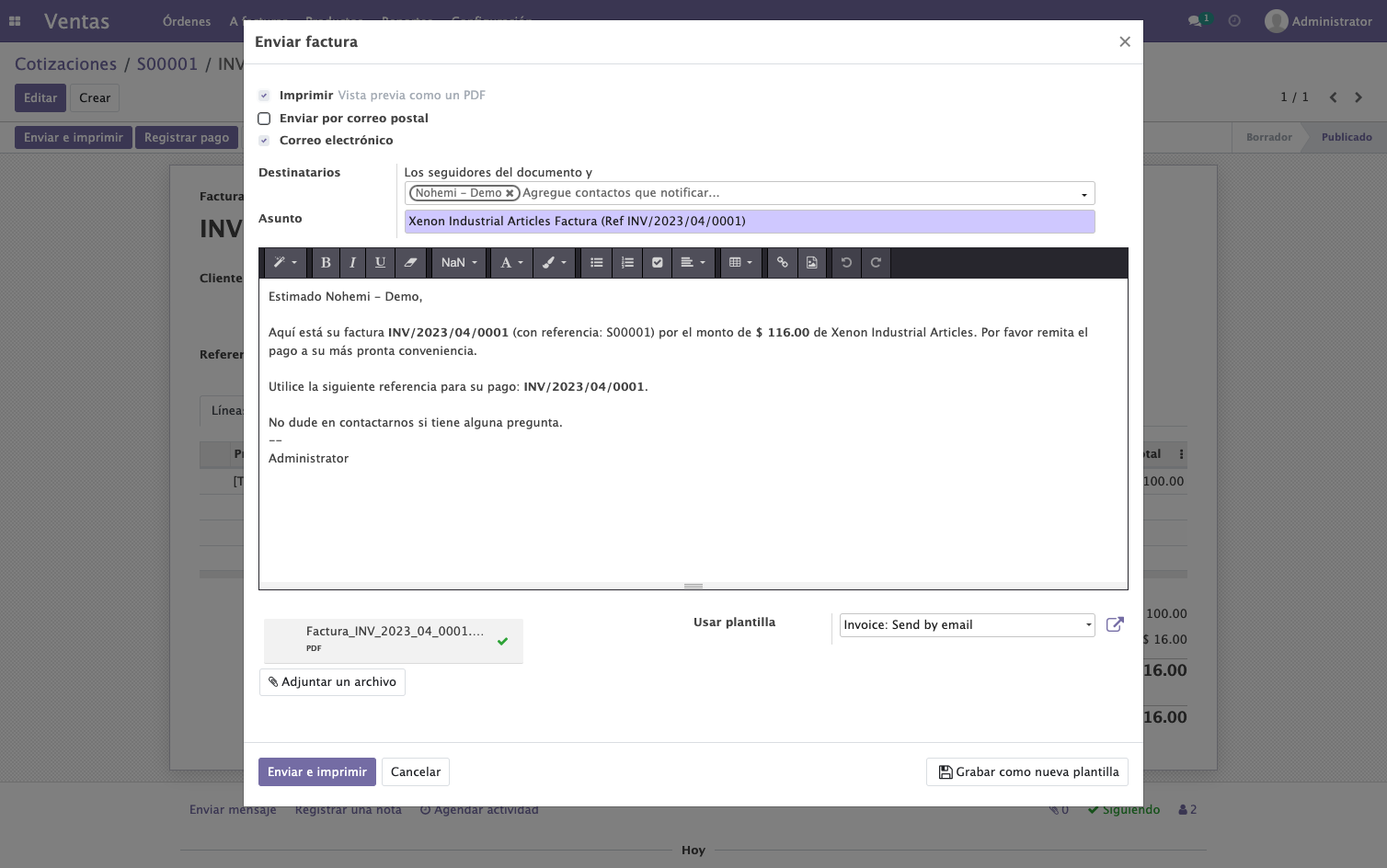 Confirmamos la información que se enviara al cliente