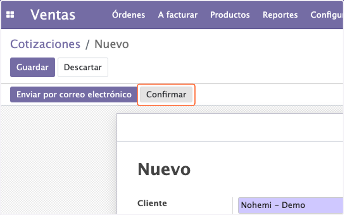 Click en Confirmar