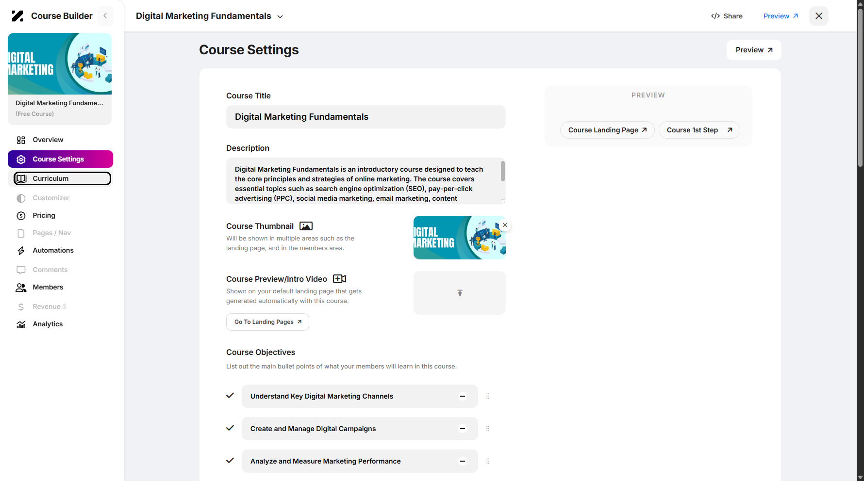 Step 6: Click on Curriculum to navigate.