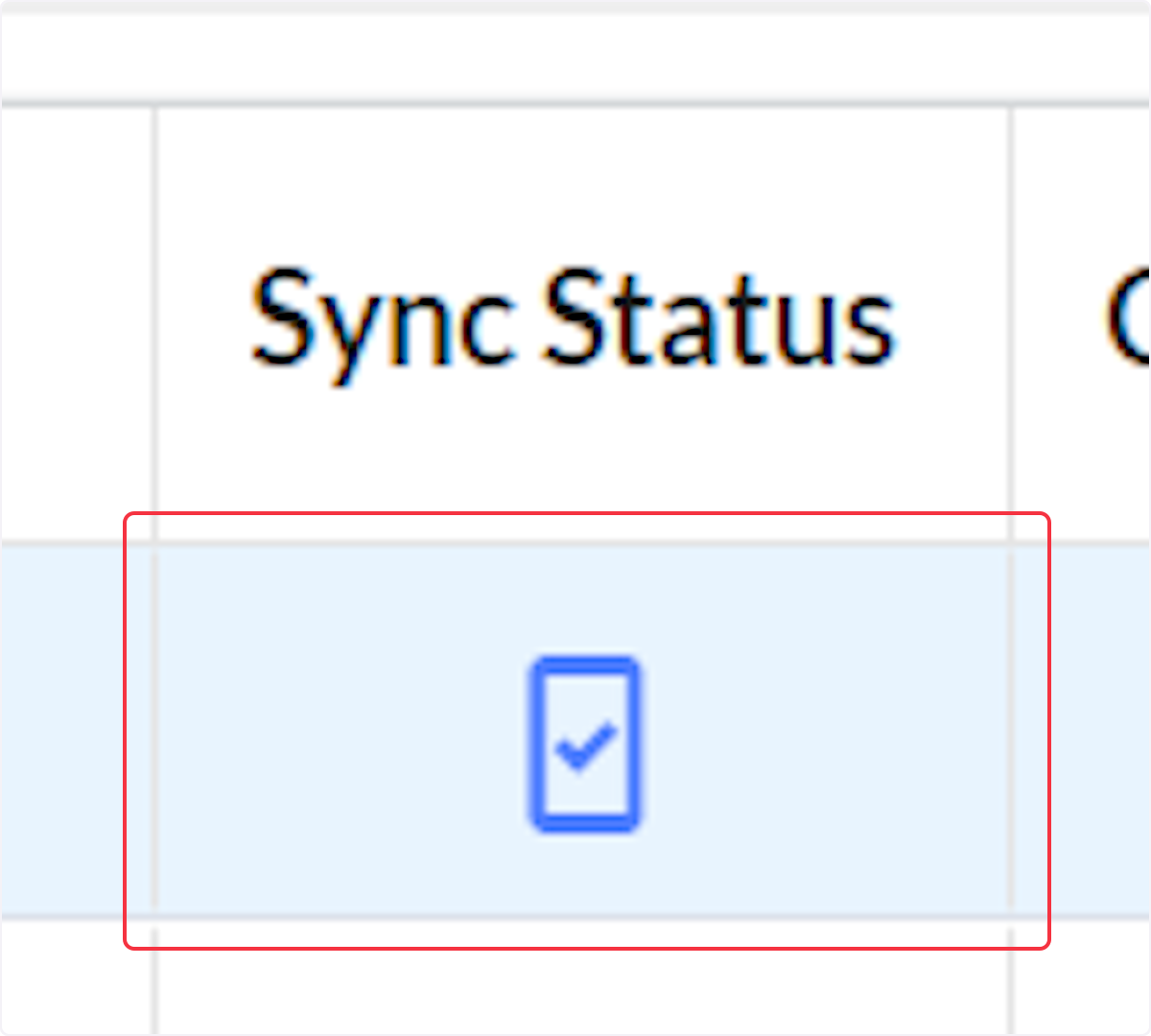 For Inspections that are synced, you should see this icon in the Sync Status column.