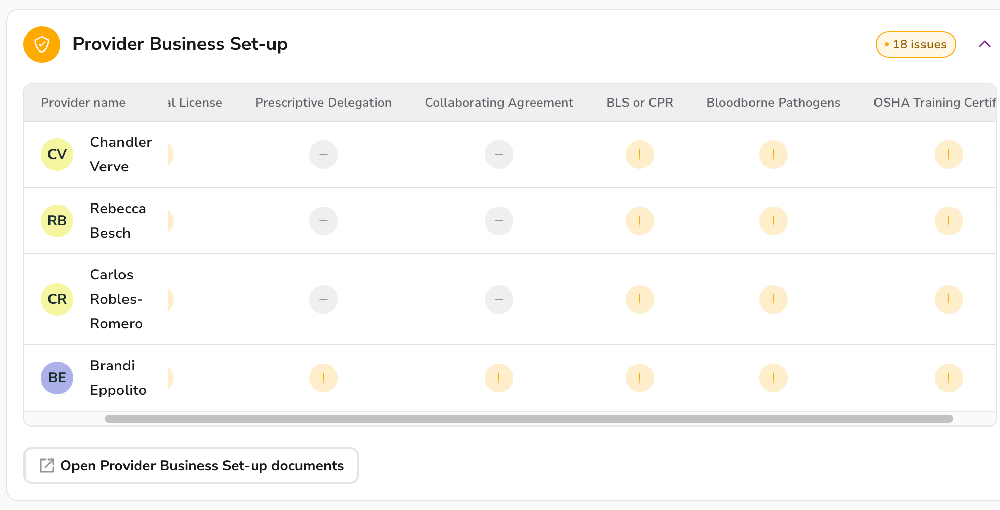 Click on Provider Business Set-up