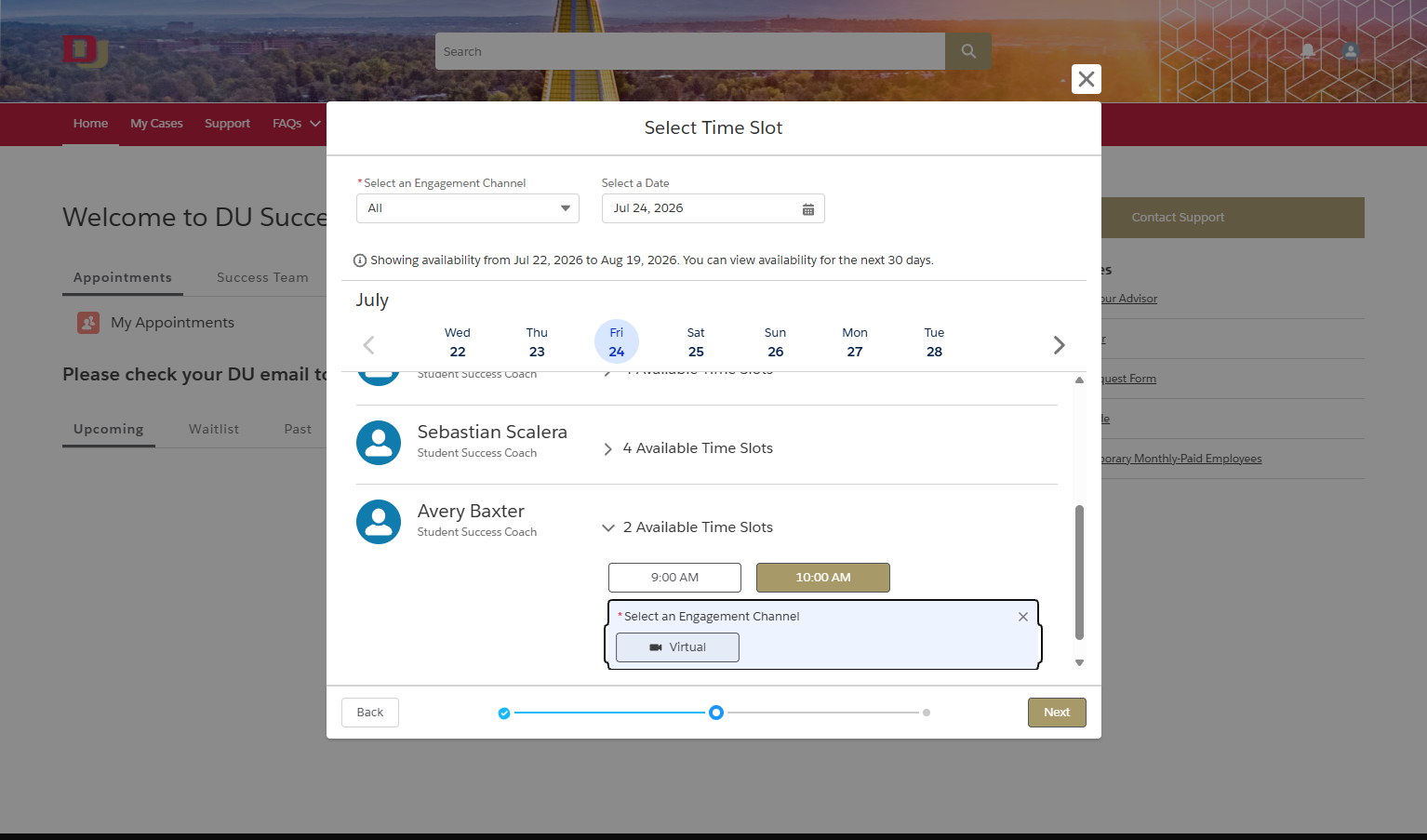 Choose In-Person or Virtual. Sometimes there will be options for in-person only or virtual only or both.