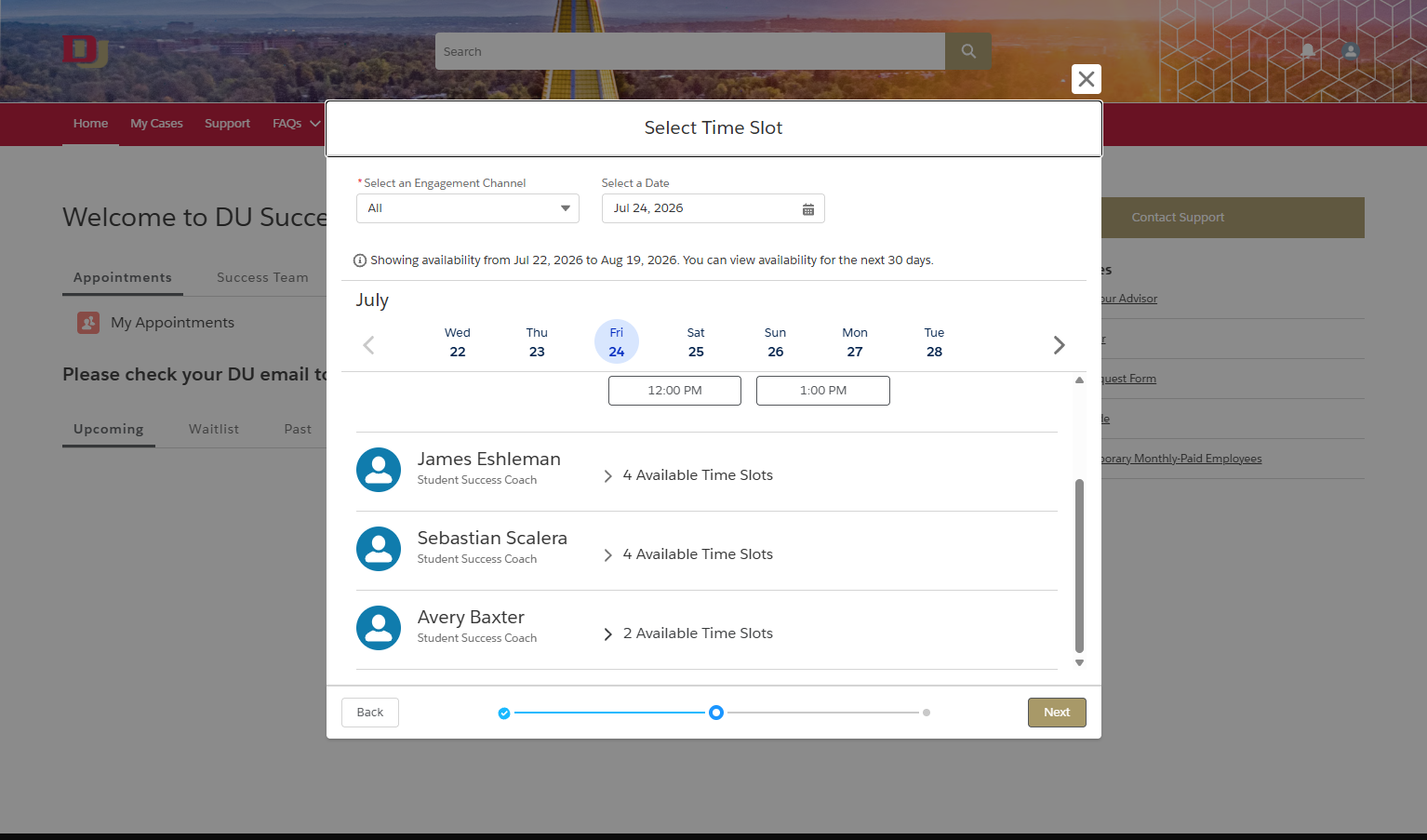 You can scroll down to see more coaches and available appointment times