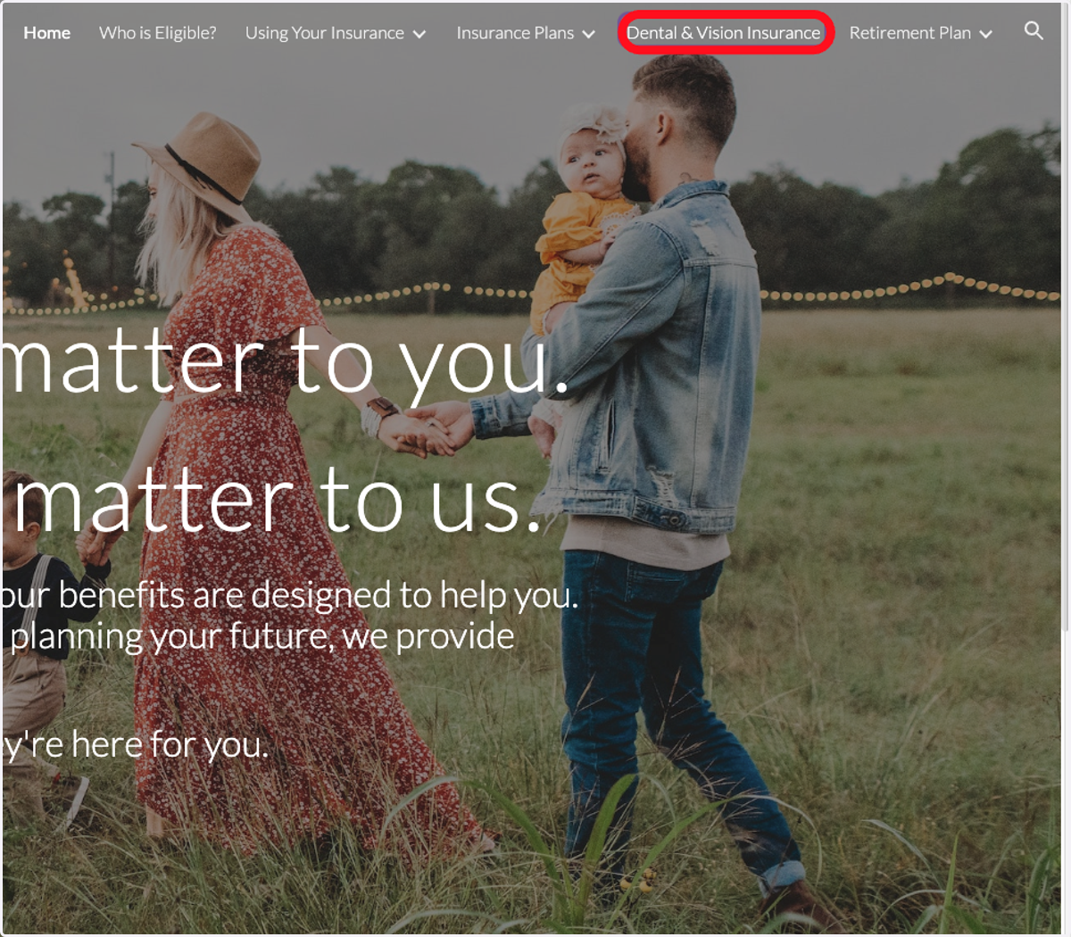 Click on the Dental & Vision Insurance tab