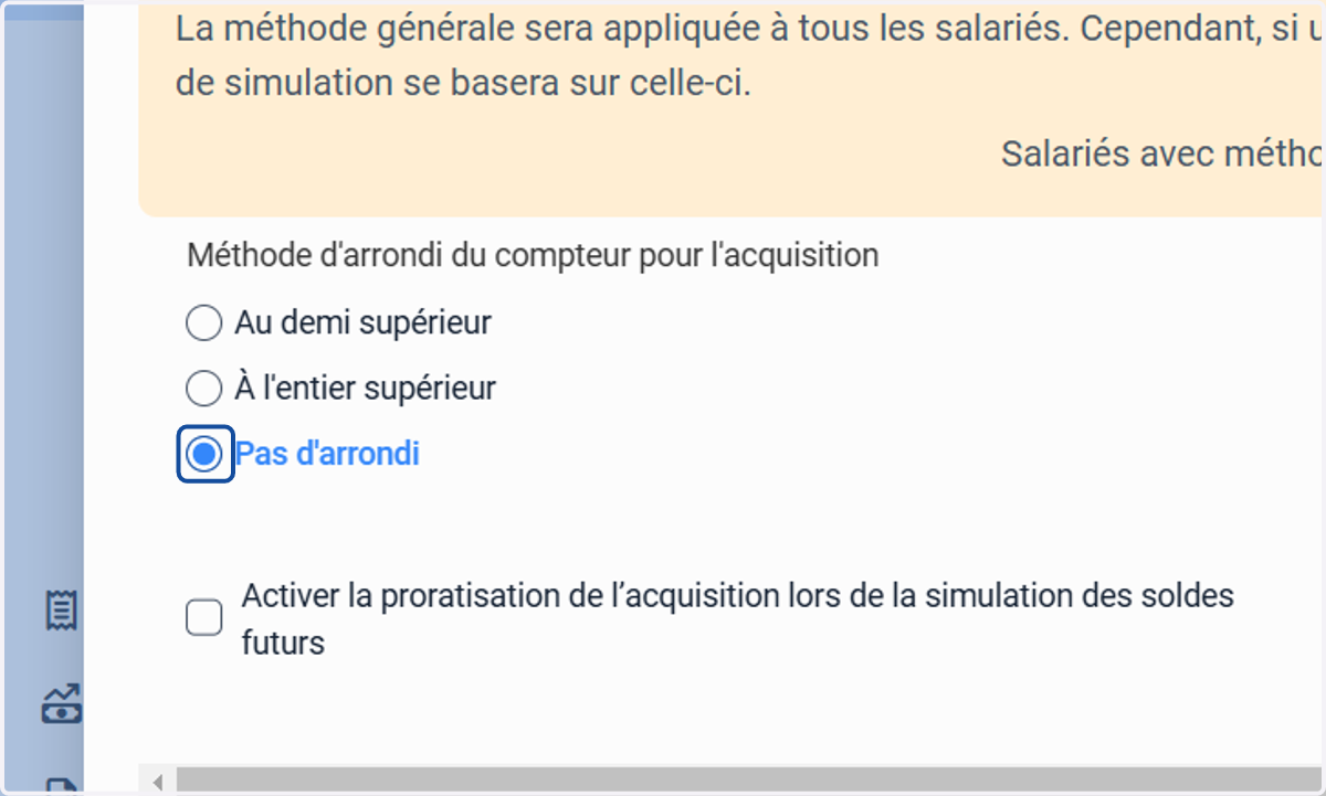 Choisir la "Méthode d'arrondi du compteur pour l'acquisition.