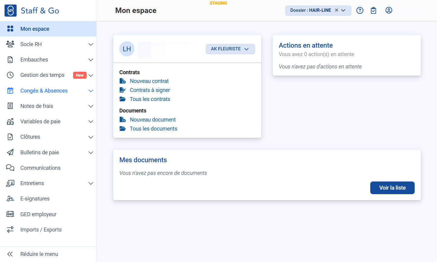 Cliquer sur "Congés & Absences".
