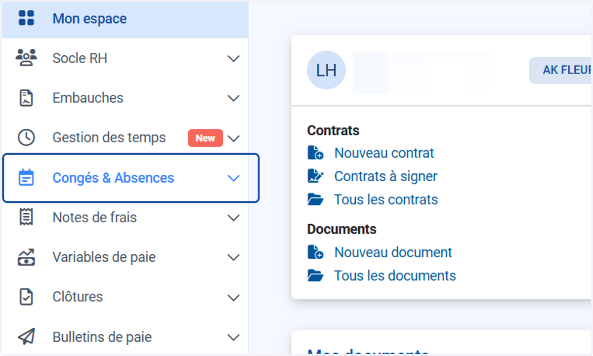 Cliquer sur "Congés & Absences".