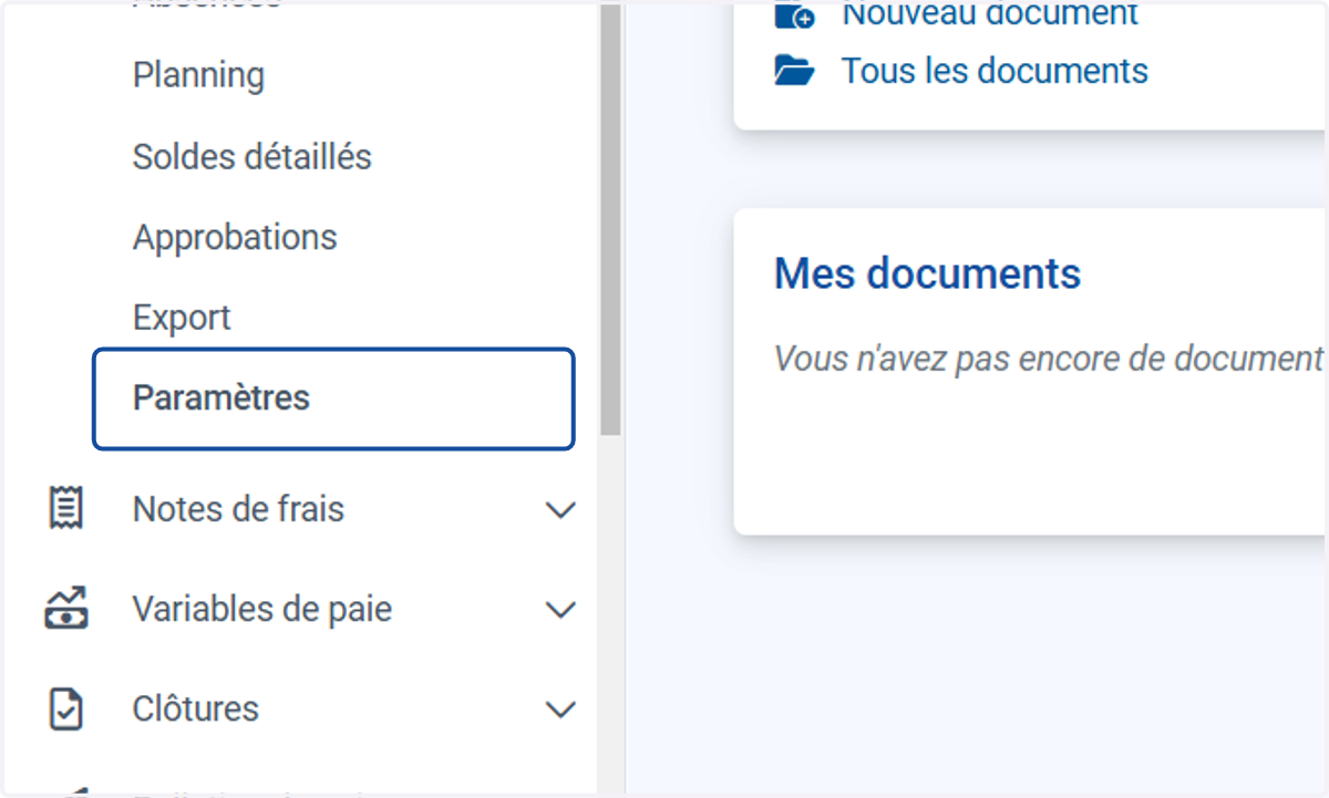 Cliquer sur "Paramètres".