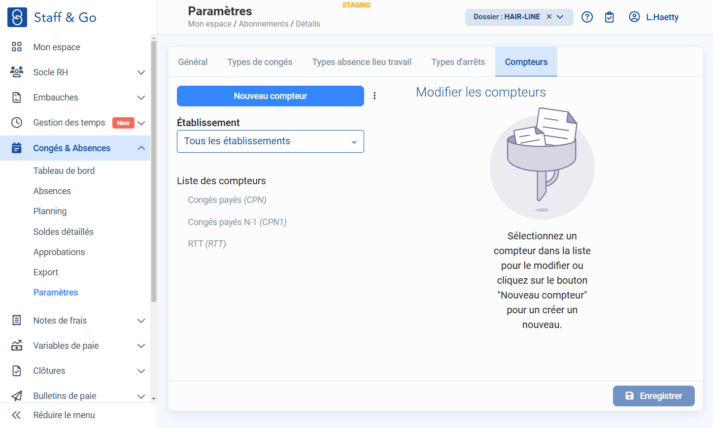 Cliquer sur "Nouveau compteur".