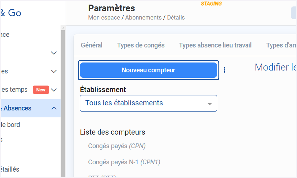 Cliquer sur "Nouveau compteur".