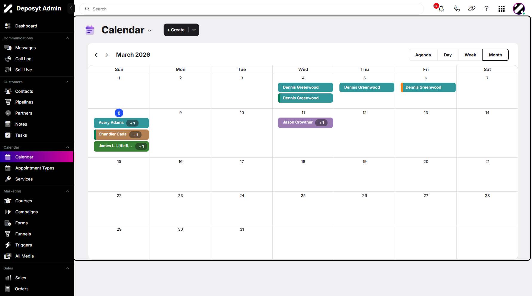 Step 8: This view allows you to see all appointments for the entire month.