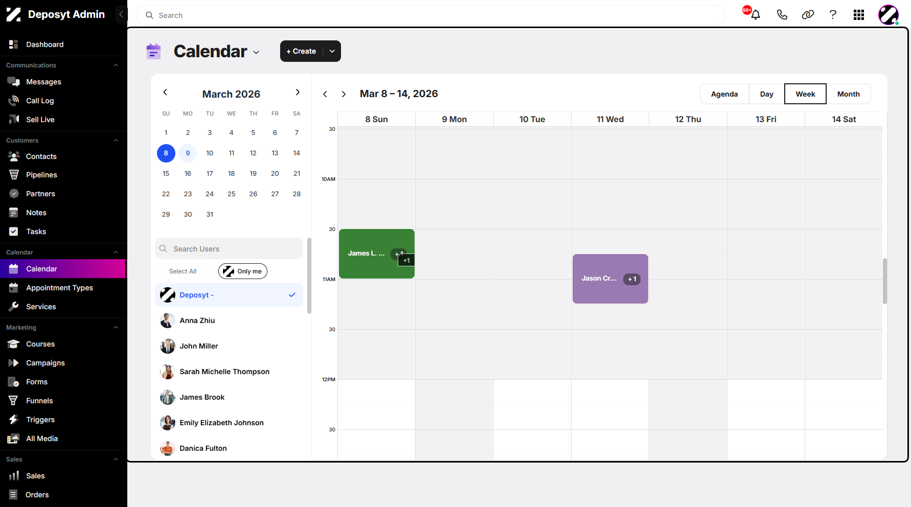 Step 6: This view allows you to see only the weekly appointments, showing a slightly filtered view by week.