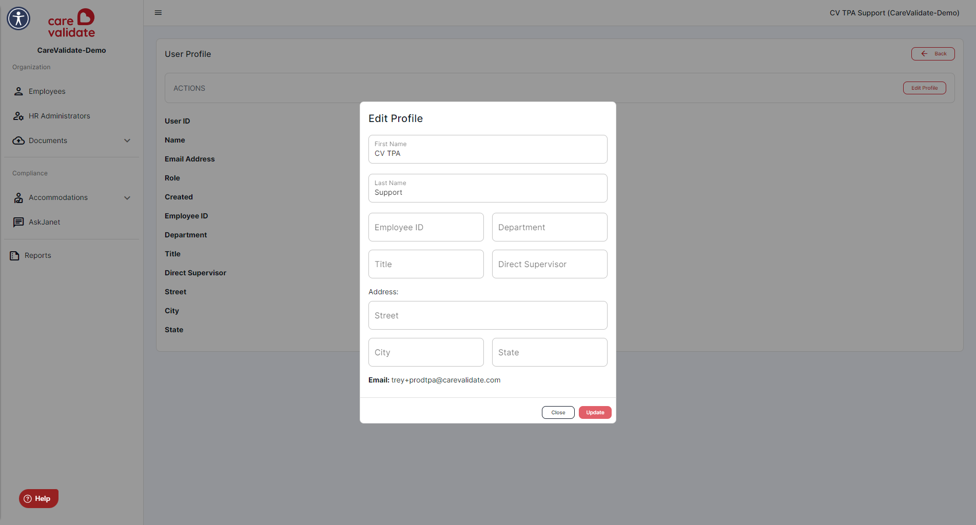 You can now enter Employee ID, Department, Title, Supervisor, and Address for internal reporting purposes!