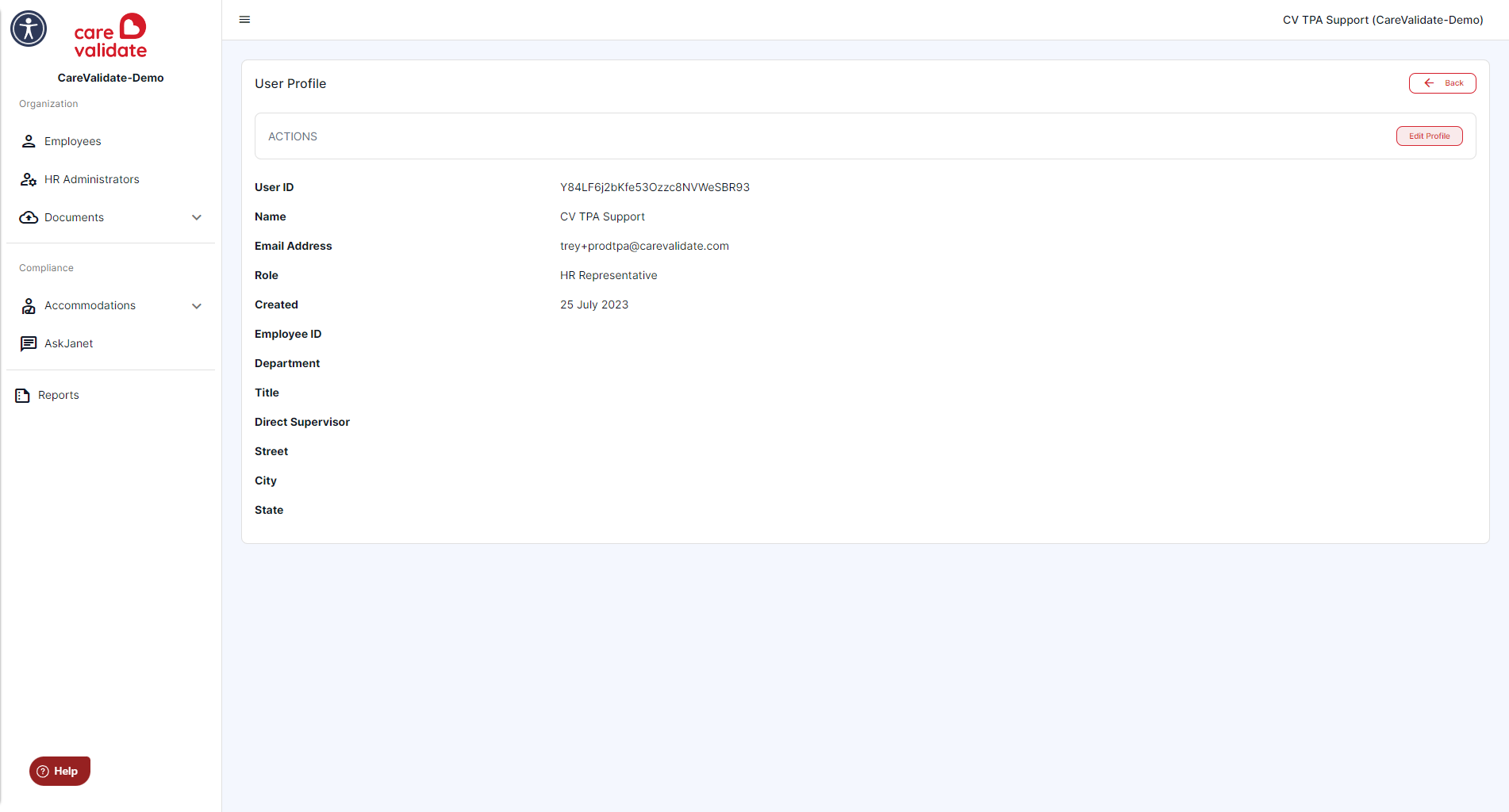 Click on Edit Profile