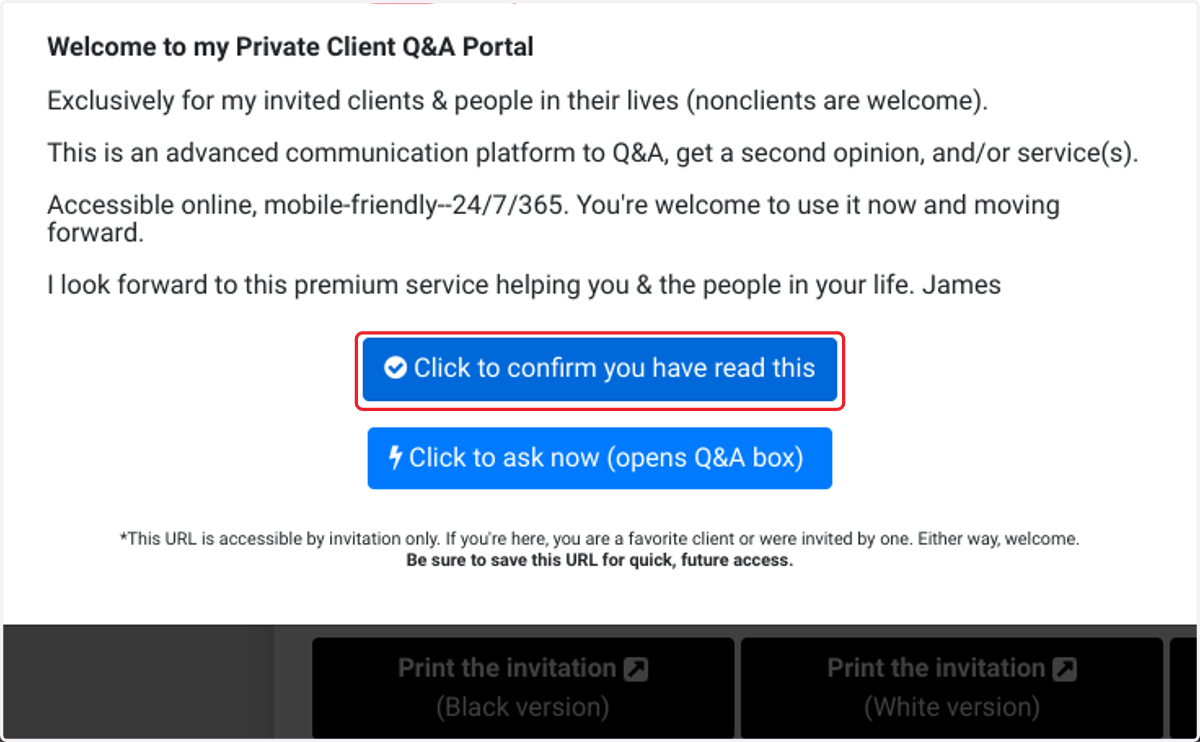Click on Click to confirm you have read this