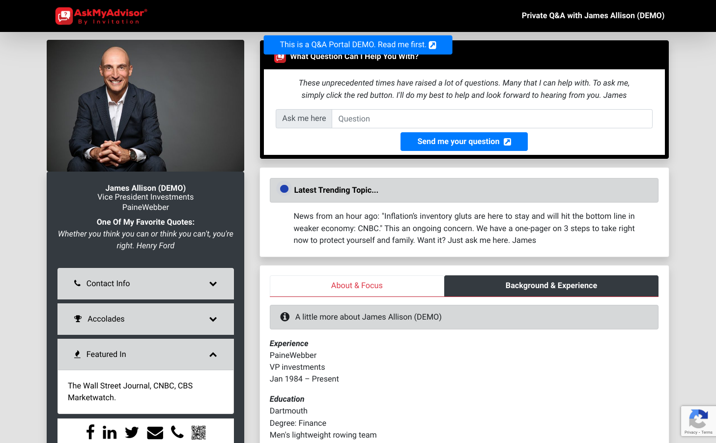 Click on James Allison (DEMO)…