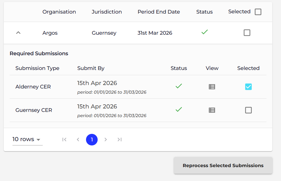 Select 'Process Selected Submissions'