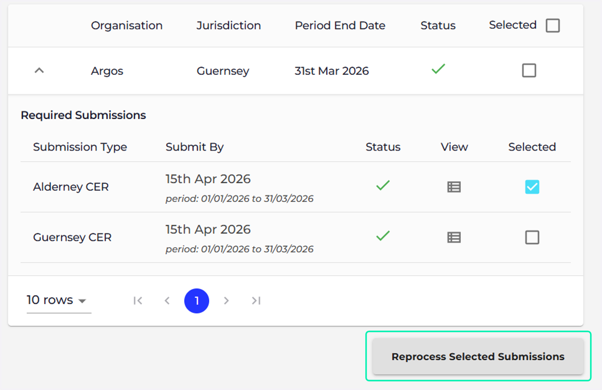 Select 'Process Selected Submissions'