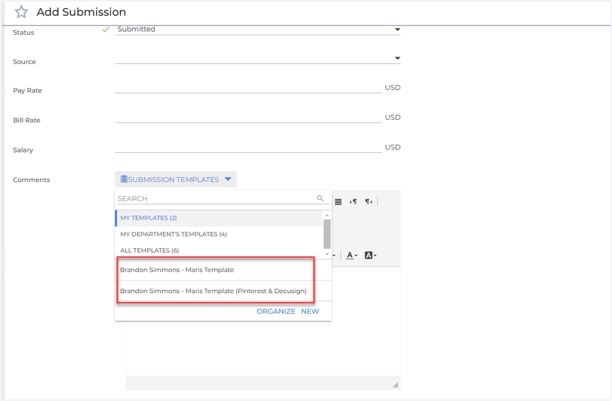Click on SUBMISSION TEMPLATES
