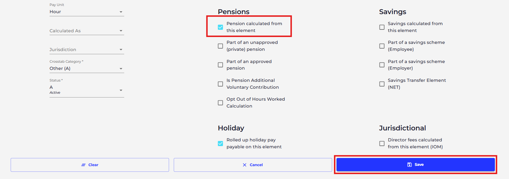 Select 'Pension calculated from this element'