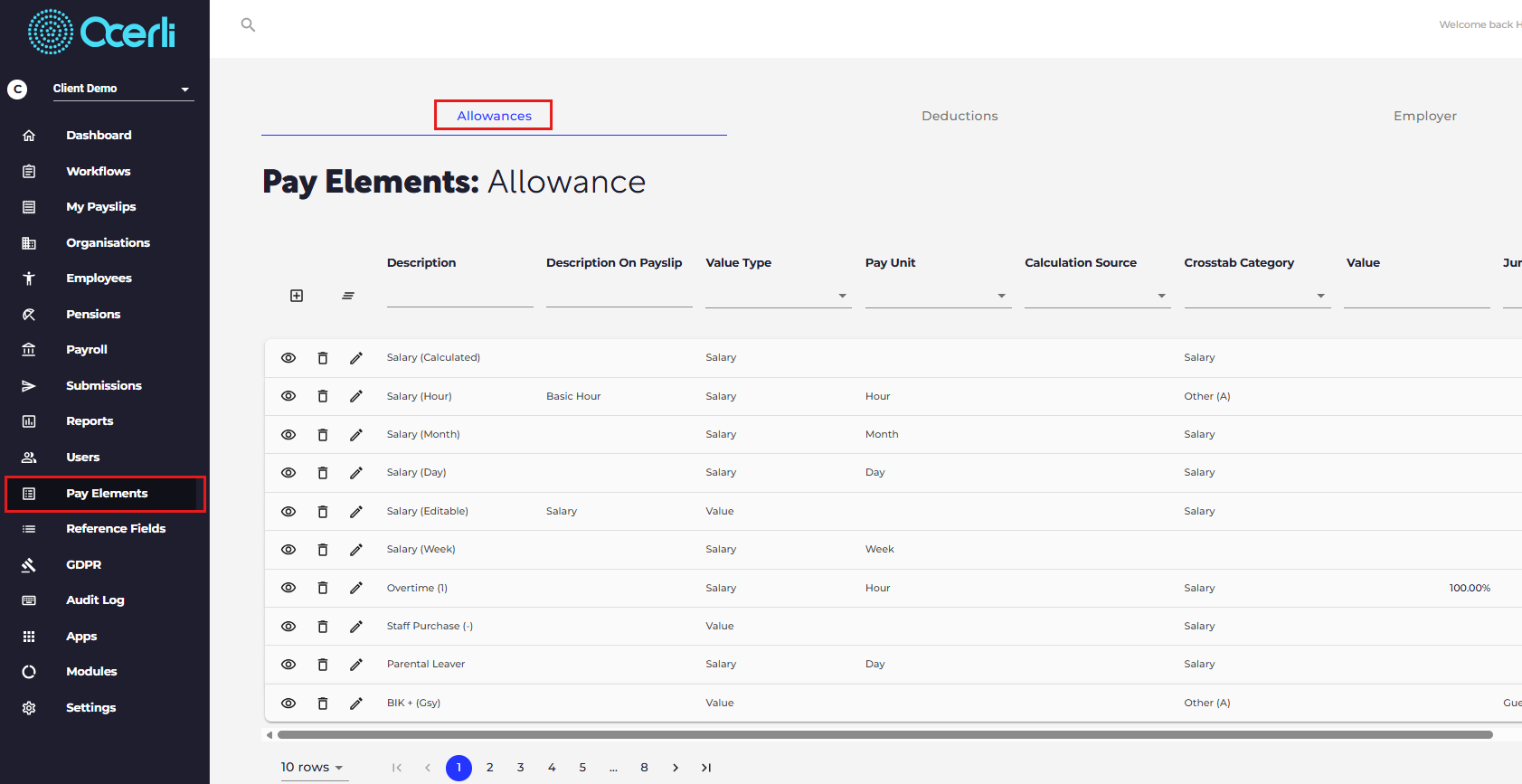 Navigate to the pay elements screen