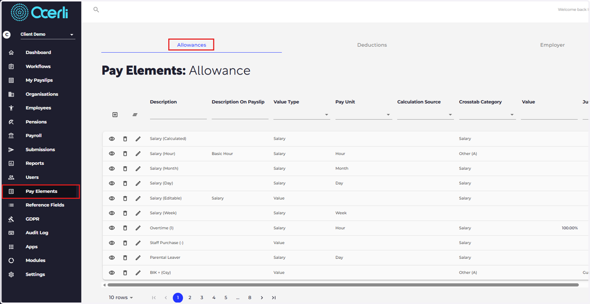 Navigate to the pay elements screen