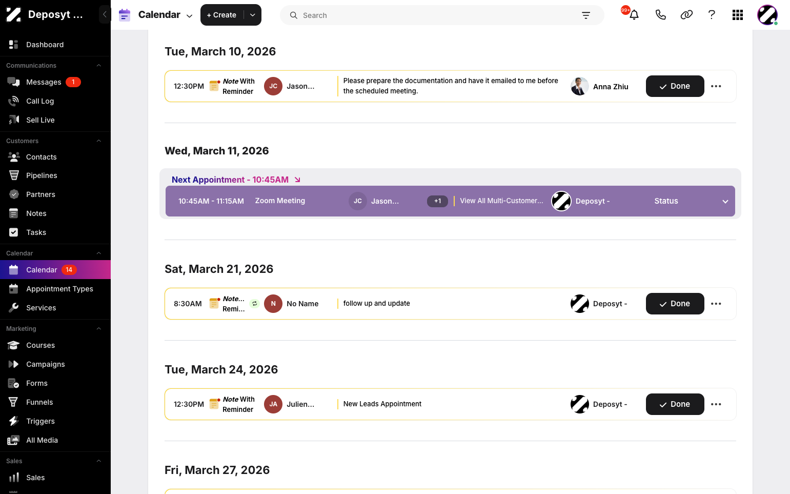 Step 2: Find the appointment you want to delete in the Calendar section.